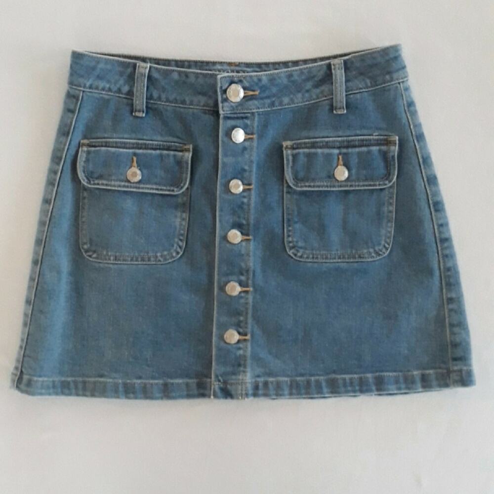 American Eagle Button Front Jean Mini Skirt